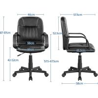 Silla de Oficina Ergonómica Ajustable en Altura Silla de Escritorio con Asiento Acolchado con Reposabrazos Silla de Oficina de Polipiel Artificial para Ejecutivos con Ruedas Giratorias - details 2