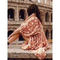 Vestido corto de vacaciones de playa de rayón informal suelto con lazo floral para mujer de moda de verano - details 56