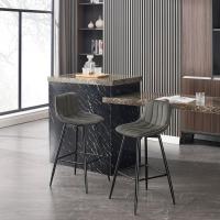 Taburetes de terciopelo, con respaldo para bar, bistró y isla de cocina, gris oscuro - details 1