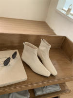 Versión coreana de versátil tubo corto botas delgadas nueva con falda botas cortas de tacón grueso zapatos franceses de mujer - details 9