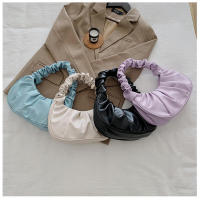 Bolso nube plisado de color sólido, simple para mujer, bolso de hombro dulce - details 8