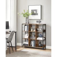 Estantería de Almacenamiento de 3 Niveles, Librería, Estantería Independiente con 9 Compartimentos, Salón, Estudio, Cocina, 30 x 100 x 103,1 cm, Marrón Rústico y Negro LLS112B01 - details 2