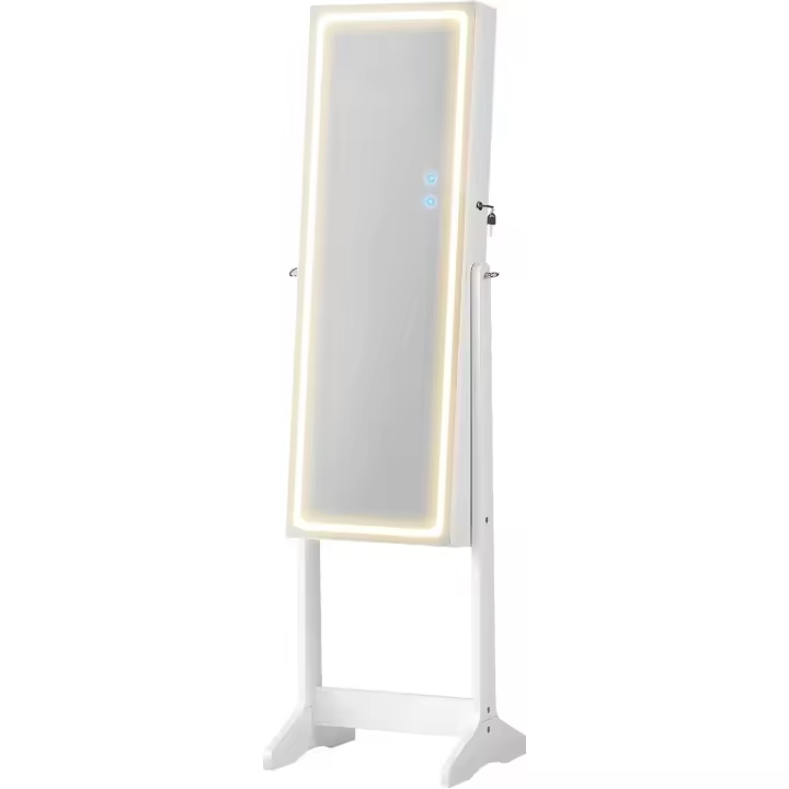 Espejo Joyero, LED, Organizador Joyerías, Blanco - 1