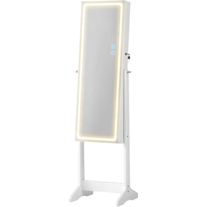 Espejo Joyero, LED, Organizador Joyerías, Blanco - 1