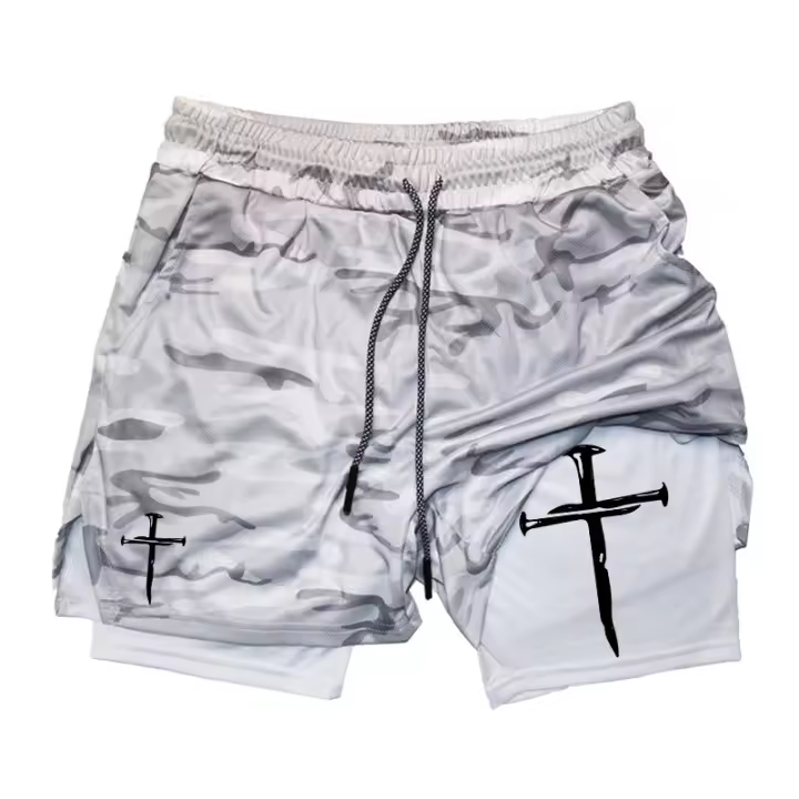 Pantalones de Entrenamiento de Dos en Uno Diseño Cruzado Bolsillo para Teléfono - 1
