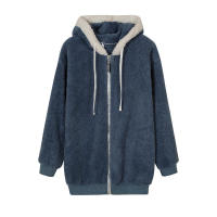 Chaqueta de lana cálida y holgada para mujer, talla grande, nueva, con capucha - details 16