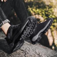 Zapatos de exterior antideslizantes para hombre, zapatillas de senderismo informales, color negro - details 10