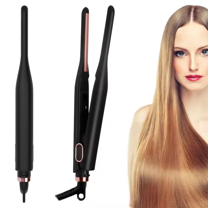 Mini plancha de pelo pequeña plancha para cabello corto 2 en 1 plancha alisadora de pelo lápiz herramientas de estilismo de hierro plano - 1