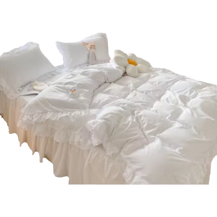 Ins wind-falda de cama con volantes de encaje hecho a mano, conjunto de cuatro - 1