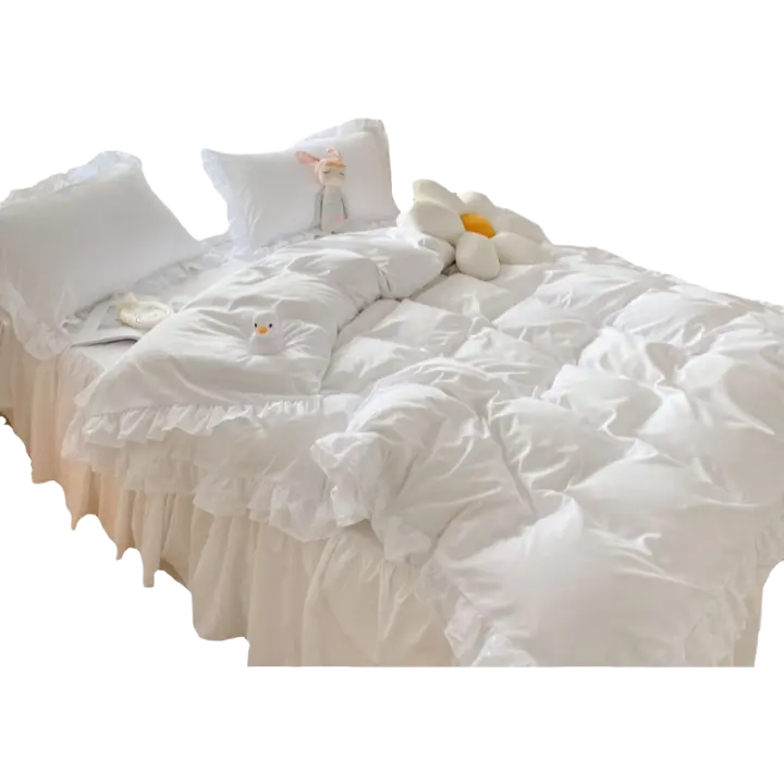 Ins wind-falda de cama con volantes de encaje hecho a mano, conjunto de cuatro - 1