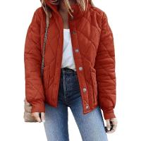 Chaqueta acolchada de manga larga para mujer, abrigo informal de primavera y otoño, Cuello de pie, con bolsillos - details 10