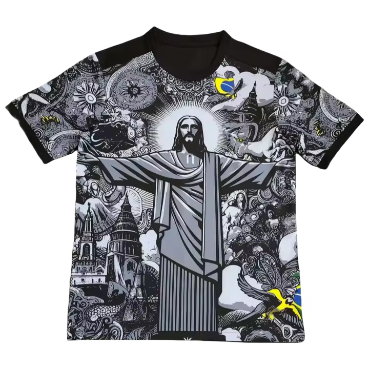 Camiseta De Fútbol De Verano Edición Especial Brasil Jesus Para Adultos Y Niños Casual Quick-drying Poliéster Camiseta De Outdoor - 1