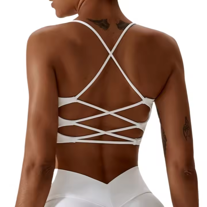 Top de Sport de Corset U-Shaped de Color Sólido Lato Cruzado de Múltiples Correas para Mujeres - 1