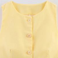 PB&ZA2025 verano chaleco sin mangas amarillo con cuello redondo para mujer, cárdigan holgado, simple, versátil, top en capas - details 9