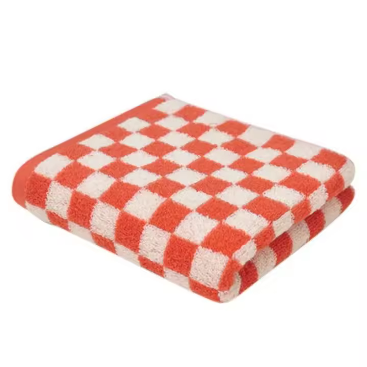 Toalla para cabello seco, 35x75cm, toalla a cuadros de tablero de ajedrez, Toalla de baño gruesa de algodón, toalla facial cómoda con absorción de agua para adultos - 1