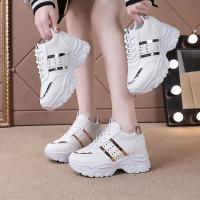Zapatillas deportivas vulcanizadas con plataforma para mujer, zapatos informales de cuero con retales, para correr al aire libre - details 7