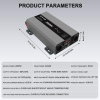Inversor DATOUBOSS 2000 W de Onda Seno Pura Voltaje Convertidor 12 V 230 V con Enchufe AC y USB - details 0