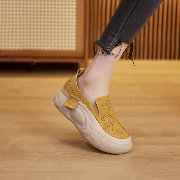 Zapatos planos de tobillo para mujer 2025 en blanco con suela gruesa transpirable. - 1
