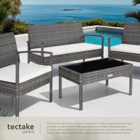 Conjunto de Jardín Exterior de Ratán y Aluminio, Muebles de Jardín Exterior Resistentes a la Intemperie, 2 Sillones, 1 Sofá, 1 Mesa de Cristal, con Cojines de 5,5 cm y 2 Juegos de Fundas - Gris - details 4