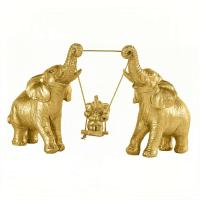 Conjunto de figuritas de resina de elefante dorado, conjunto de Navidad, escultura para el hogar, arte, mesa de sala de estar, artesanías decorativas, regalo familiar - details 0
