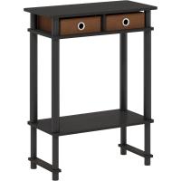 Mesa de Consola de Pasillo Alto con Contenedor Madera, Café Expreso, 29.49 (D) x 59.79 (W) x 77.80 (H) cm - details 0