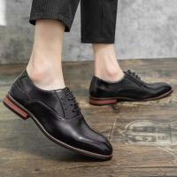 2025 zapatos puntiagudos de cuero de vestir de negocios para hombres, vestido de novia estilo Oxford para caminar, zapatos de fiesta - details 16