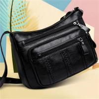 Bolso de mano negro multicapa de gran capacidad para mujer, práctico bolso cruzado de un solo hombro de gran capacidad - details 3