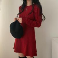 Vestidos básicos de invierno 2023, minivestidos bonitos de punto, túnica de manga larga, vestido suéter dulce - details 9