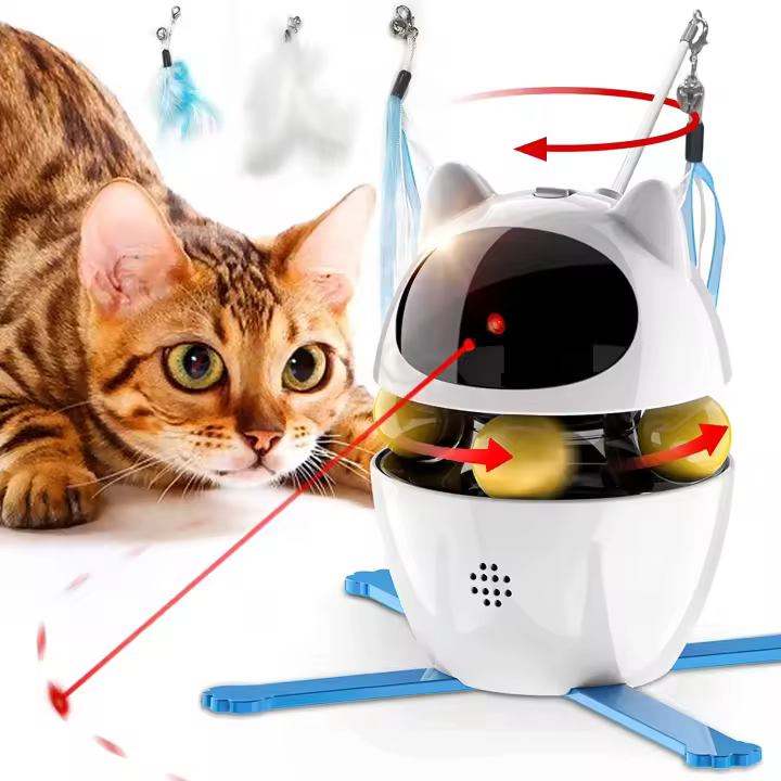 Interactive Cat Toys,3-in-1 Funny Exercise Electric Rotating Cat Toys for Indoor Cats Laser Toy,Automatic Cat Ball Kitten Toys - 1