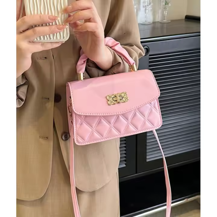 Bolso de hombro tipo bandolera de moda para mujer, de piel sintética, estilo Y2K, bolso hobo pequeño, bolso de mano con patrón de diamantes, bolso bonito. - 1