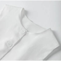 Conjunto de 2 piezas sin mangas para mujer, Top de una hilera de botones, pantalones cortos anchos de cintura alta - details 4