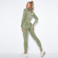 Conjunto de mallas de yoga sin costuras para mujer, ropa deportiva, para entrenamiento, gimnasio, ropa deportiva - details 9