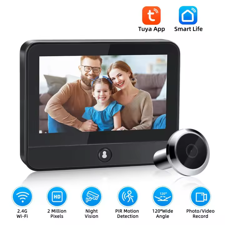 Cámara de timbre Tuya con detección de movimiento PIR, 1080P, Wifi, visión nocturna, Monitor de 4,3 pulgadas - 1