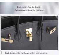 Bolso de mano de cuero genuino con patrón de lichi para mujer, Bolso grande de un hombro, capa superior, nuevo - detalles 2