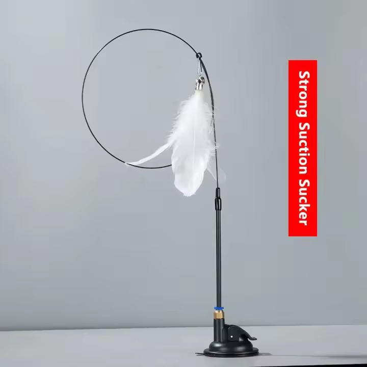 Juguete para Gatos Palo de Teaser con Campana Varilla Extendida Ventosa Herramienta de Mordedor - 1