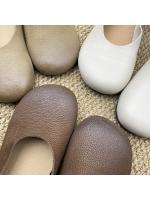 Zapatos sencillos de boca poco profunda con cabeza redonda 2025, nuevos, de interior y exterior de cuero, sin cordones, de suela plana, informales, de talla grande - details 8