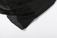 BUNO-minivestido asimétrico con cuello Halter para mujer, minivestido liso con hombros descubiertos, sin mangas, con costuras de encaje, ropa concisa de fiesta para mujer - details 14