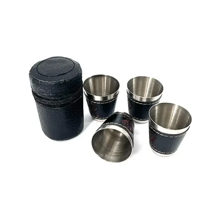 Juego de Tazas de Picnic de Cuero PU 4 unids Ideal para Acampar al Aire Libre - 1