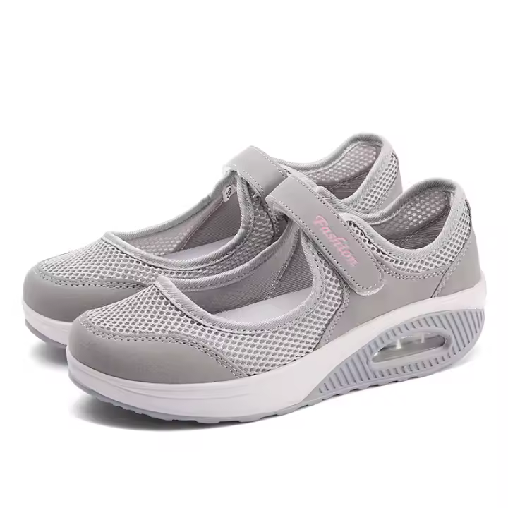 Mocasines de plataforma para mujer, zapatillas cómodas sin cordones, zapatos ligeros para caminar, gris, trabajo, mecedoras largas horas - 1
