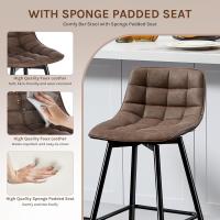 Silla de Cocina Alta con Resalto Paquete de 2 Marco de Metal Asiento de Cuero Sintético - details 5