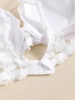 Conjunto de Lencería de Flores de Encaje Bra de Soporte Profundo V, Bralette de Underwire, Comodidad para Mujeres Conjunto de Ropa Interior de Moda - details 3