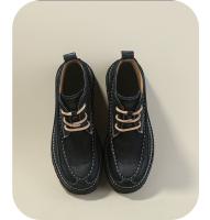 Cuero de vaca retro casual botas cortas de caña alta tendencia a juego de colores zapatos de cuero botas de herramientas - details 3