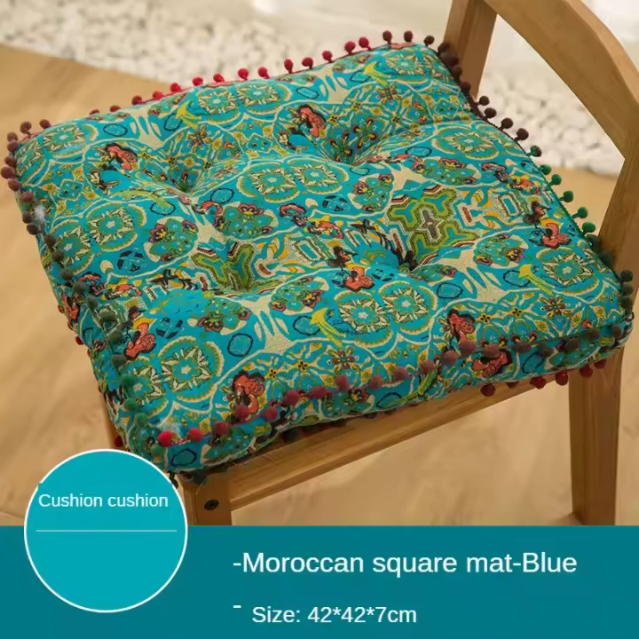 Cojín de Suelo de Tela de Algodón y Lino Nuevo para Casa Futon Tatami Grande Redondo y Espeso Suave para Oficina Silla de Escritorio - 1
