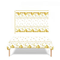 Mantel desechable con temática de Castillo de Luna, 5 piezas, platino, azul, dorado, negro, dorado, Zhai, Festival - details 5