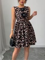 Vestido de Mujer Verano 2025 Estampado de Leopardo con Flores 3D en Relieve - details 3
