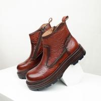 Botas Chelsea botas de cabeza redonda de piel de vaca de primera capa de suela gruesa botas de hombre con cremallera lateral - details 1