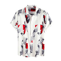 Camisa de botones de manga corta con estampado de lino y algodón - details 1