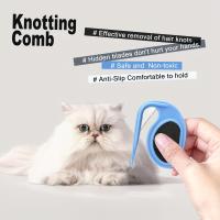 Peines de anudado piezas para mascotas, herramienta de aseo para gatos y perros, desenredante antideslizante azul con cuchillas ocultas para quitar nudos de pelo, 2 uds. - details 1
