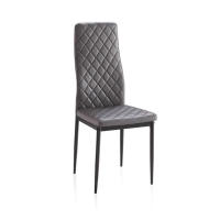 Silla de Comedor de Diseño Moderno Gris con Estampado de Rombos 96x40,5x49 cm - details 1