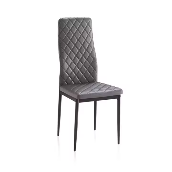 Silla de Comedor de Diseño Moderno Gris con Estampado de Rombos 96x40,5x49 cm - 1